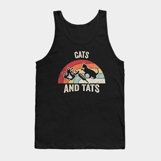 Cats And Tats Cat Lover Tattoo Lover Tattoo Artist Cat Mom Gift Tattooed Tats Tank Top by SomeRays